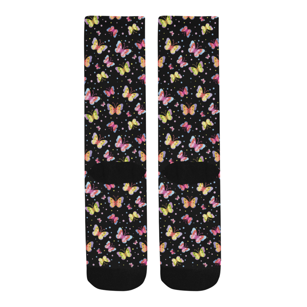 Watercolor Butterflies Black Edition Trouser Socks
