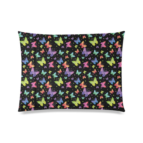 Colorful Butterflies Black Edition Custom Zippered Pillow Case 20"x26"(Twin Sides)