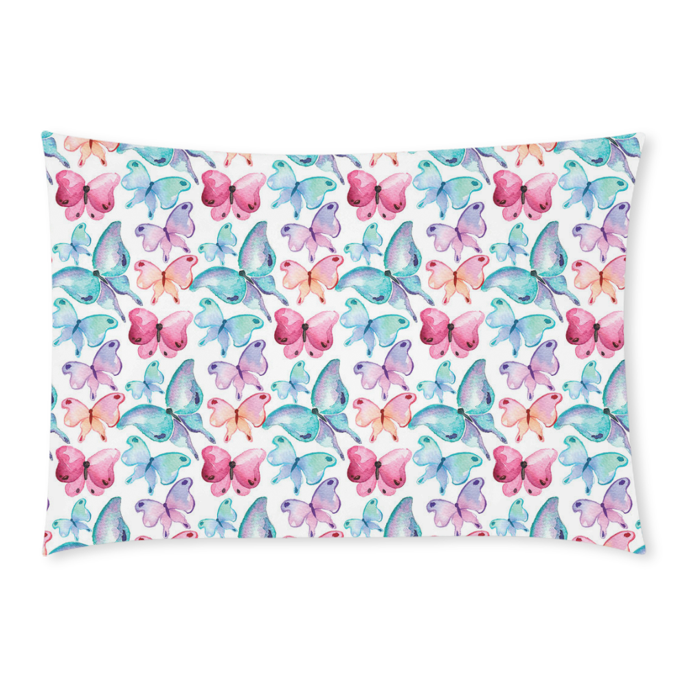 Watercolor Colorful Butterflies Custom Rectangle Pillow Case 20x30 (One Side)