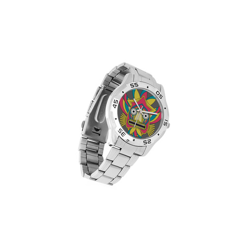 Indian Tribal Mask Men's Stainless Steel Analog Watch(Model 108)