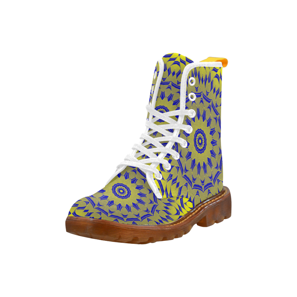 Yellow Blue Gold Mandala Martin Boots For Men Model 1203H