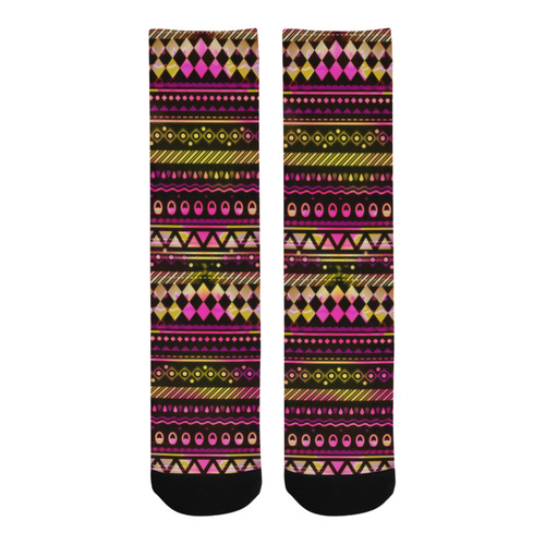 Pink N Yellow Tribal Pattern Trouser Socks