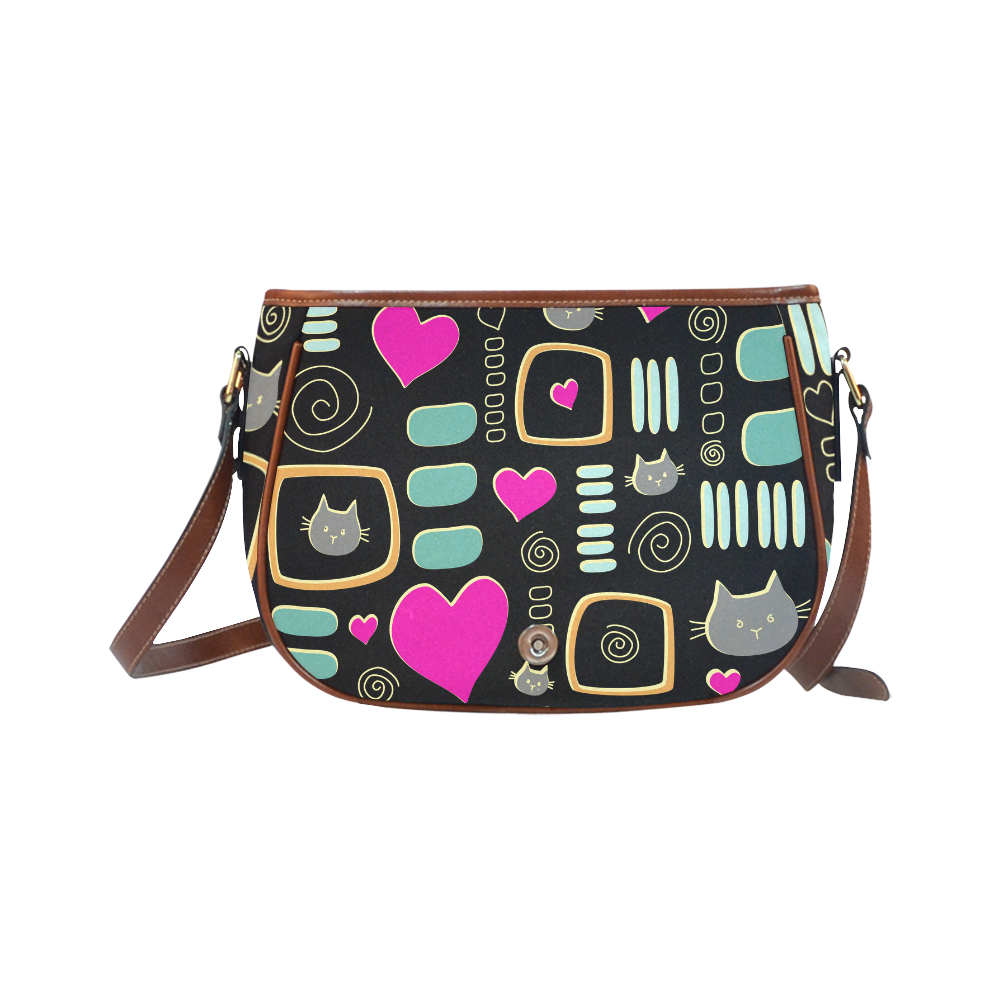 Love Cats Saddle Bag/Small (Model 1649) Full Customization