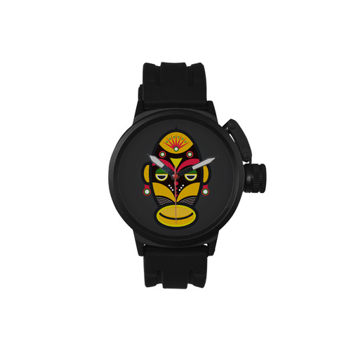 African Traditional Tribal Mask Men's Sports Watch(Model 309)