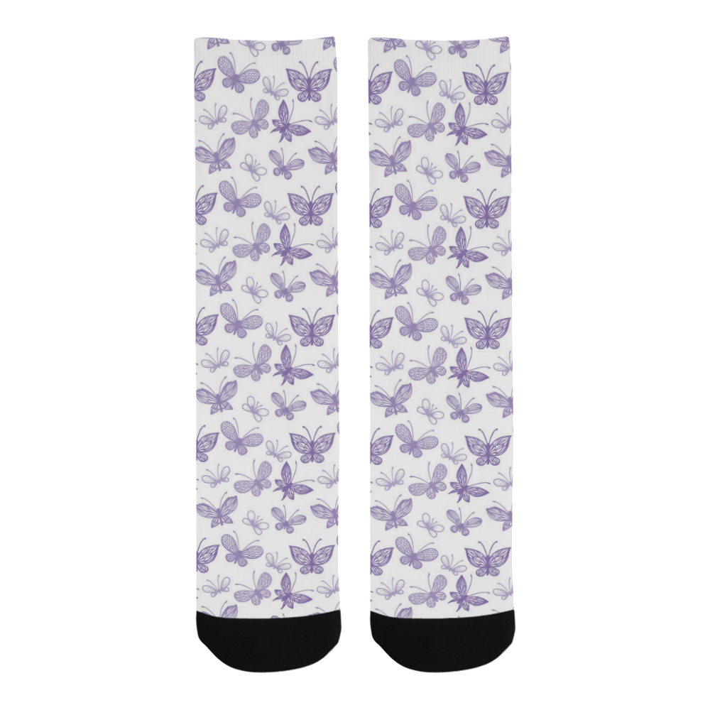 Cute Purple Butterflies Trouser Socks