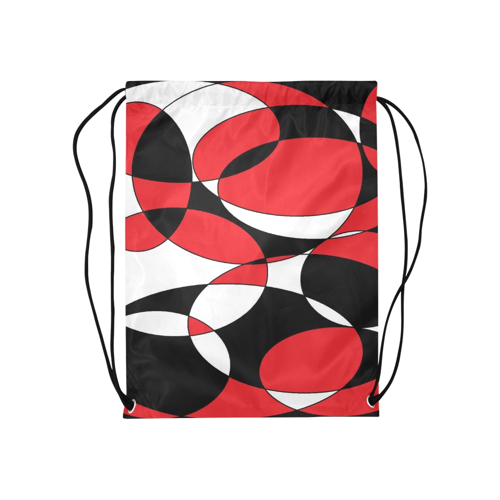 Black, White and Red Ellipticals Medium Drawstring Bag Model 1604 (Twin Sides) 13.8"(W) * 18.1"(H)