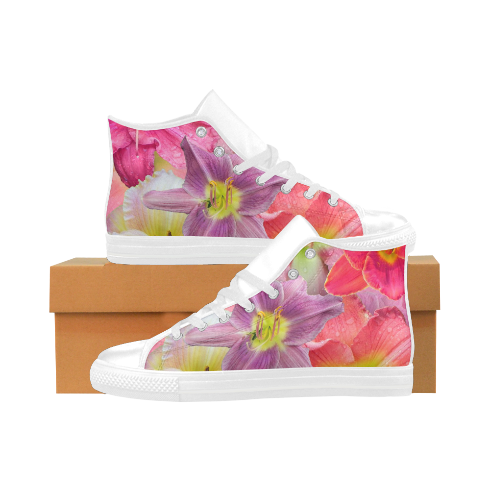 wonderful floral 22A  by FeelGood Aquila High Top Microfiber Leather Women's Shoes (Model 032)