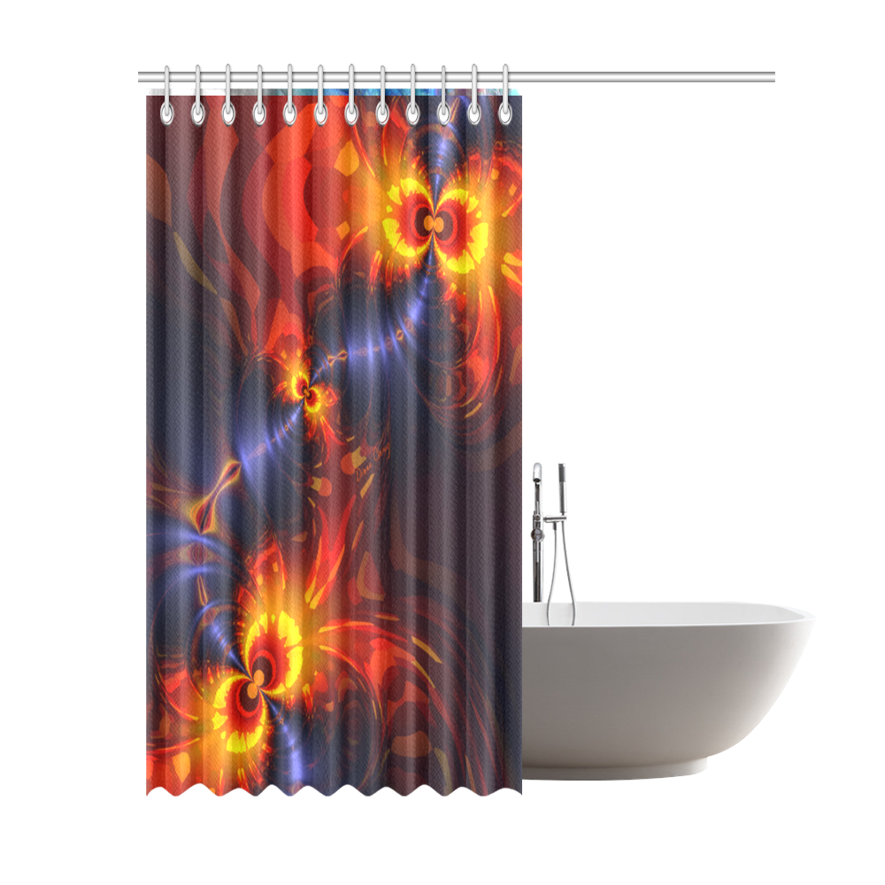 Butterfly Eyes, Abstract Violet Gold Wings Shower Curtain 69"x84"