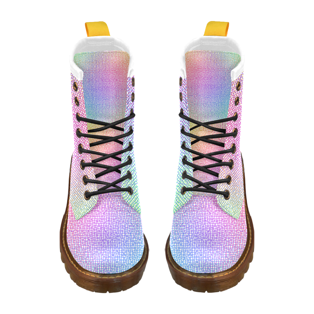 Rainbow Fine Art Grid High Grade PU Leather Martin Boots For Women Model 402H
