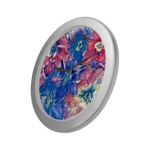 wonderful floral 22C  by FeelGood Silver Color Wall Clock