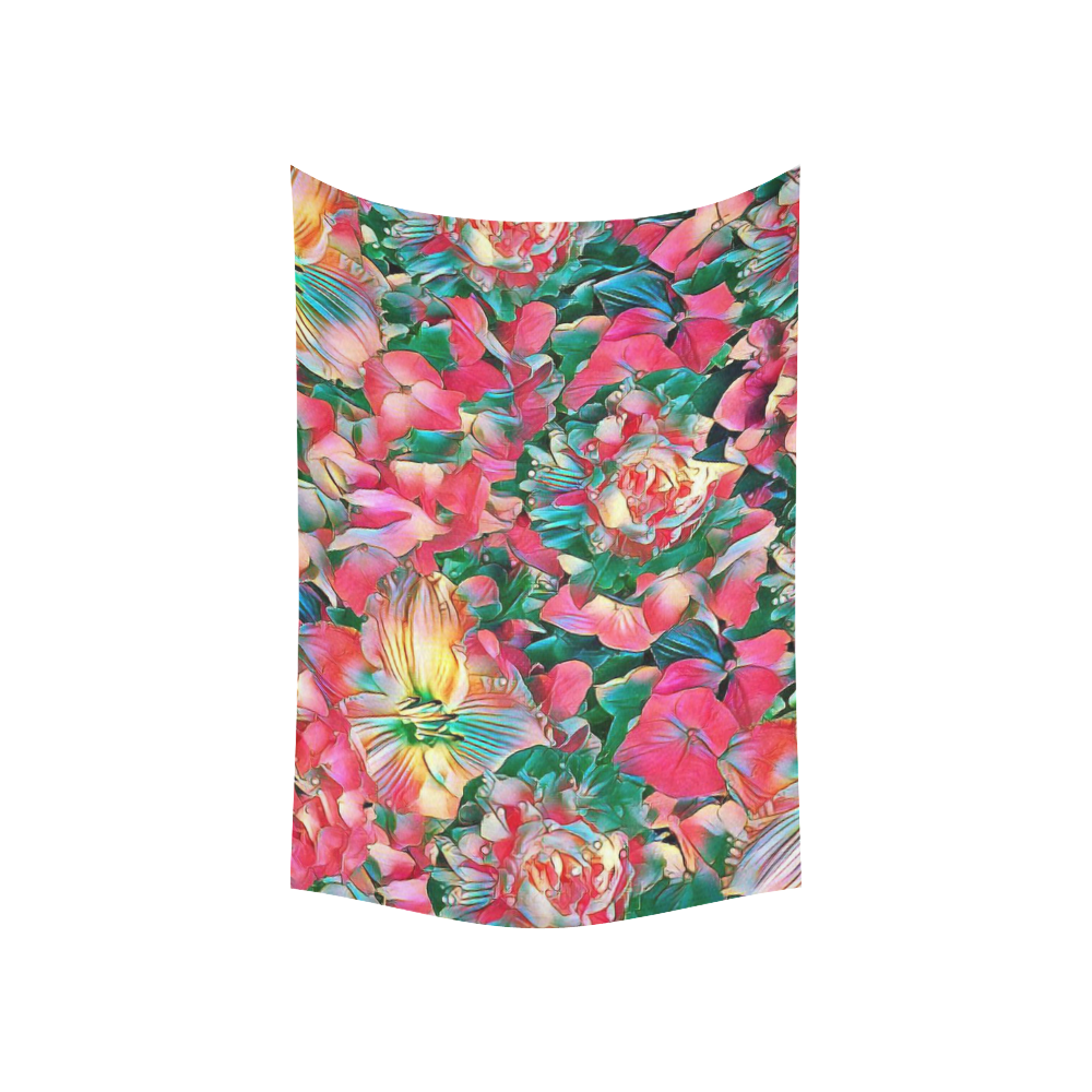 wonderful floral 24B  by FeelGood Cotton Linen Wall Tapestry 60"x 40"