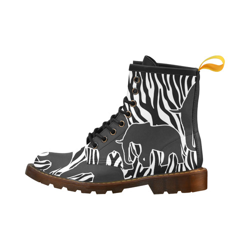 ELEPHANTS to ZEBRA stripes black & white High Grade PU Leather Martin Boots For Women Model 402H