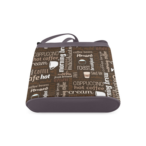 Brown, Chocolate, Coffee, Cappuccino, Latte, Words Pattern. Crossbody Bags (Model 1613)