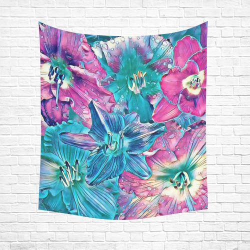 wonderful floral 22B  by FeelGood Cotton Linen Wall Tapestry 51"x 60"