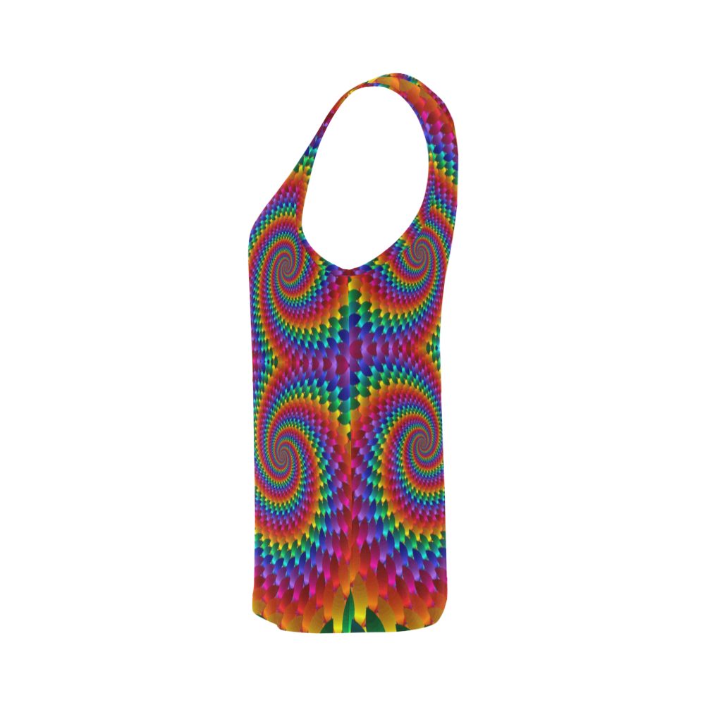 Rainbow Mermaid & Seahorse Tails Fractal All Over Print Tank Top for Women (Model T43)