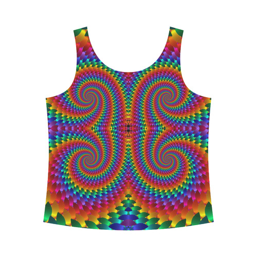 Rainbow Mermaid & Seahorse Tails Fractal All Over Print Tank Top for Women (Model T43)