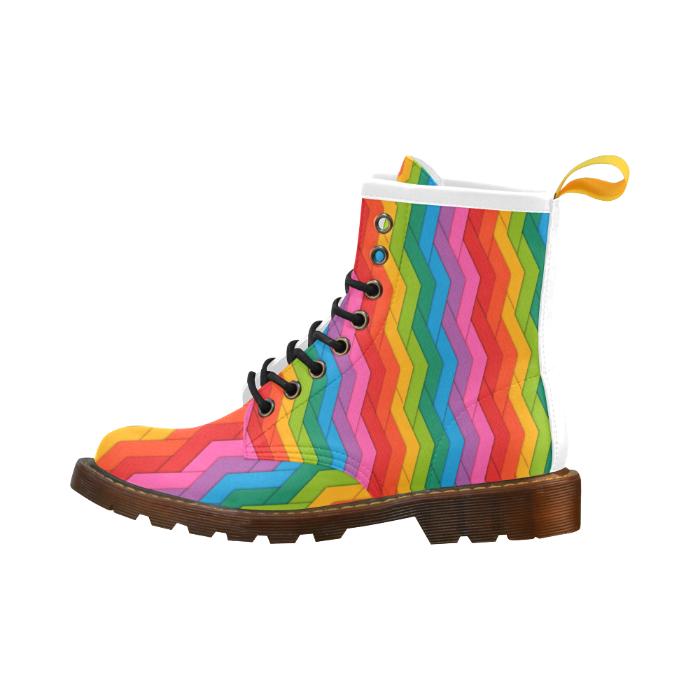 Woven Rainbow High Grade PU Leather Martin Boots For Women Model 402H