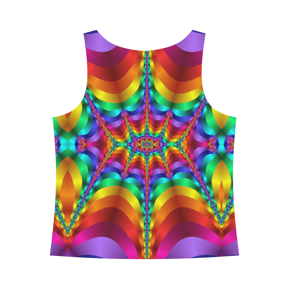 Rainbow Colored Light Waves Heartbeat Fractal All Over Print Tank Top for Women (Model T43)