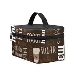 Brown, Chocolate, Coffee, Cappuccino, Latte, Words Pattern. Cosmetic Bag/Large (Model 1658)