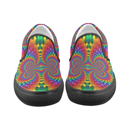 Rainbow Multicolored Galaxies Colliding Fractal Slip-on Canvas Shoes for Men/Large Size (Model 019)