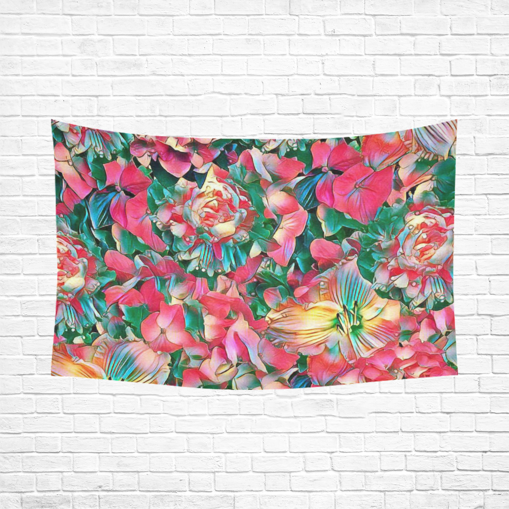 wonderful floral 24B  by FeelGood Cotton Linen Wall Tapestry 90"x 60"