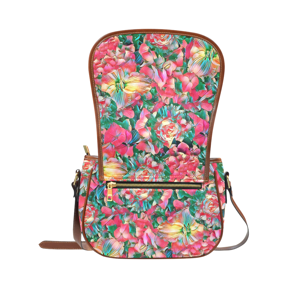 wonderful floral 24B  by FeelGood Saddle Bag/Large (Model 1649)