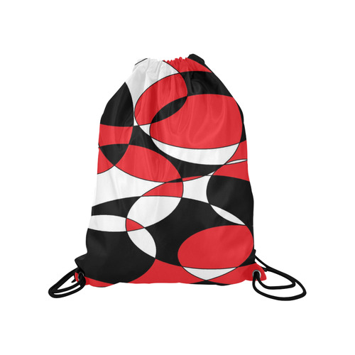 Black, White and Red Ellipticals Medium Drawstring Bag Model 1604 (Twin Sides) 13.8"(W) * 18.1"(H)