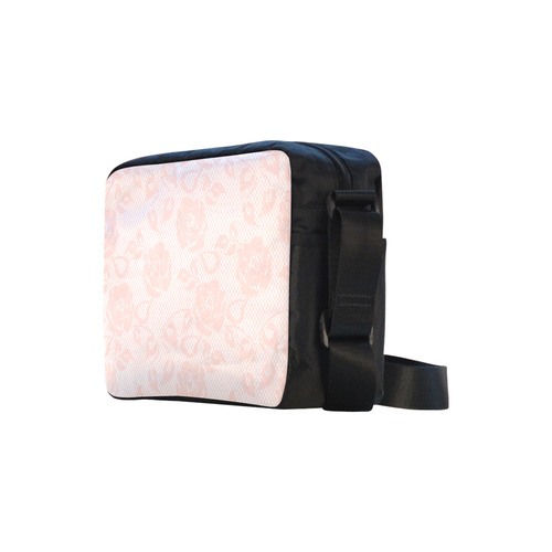 Pink Roses, Rose Flowers, Lace Effect, Floral Pattern Classic Cross-body Nylon Bags (Model 1632)