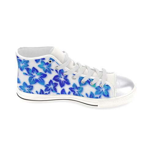 blue hibiscus Women's Classic High Top Canvas Shoes (Model 017)