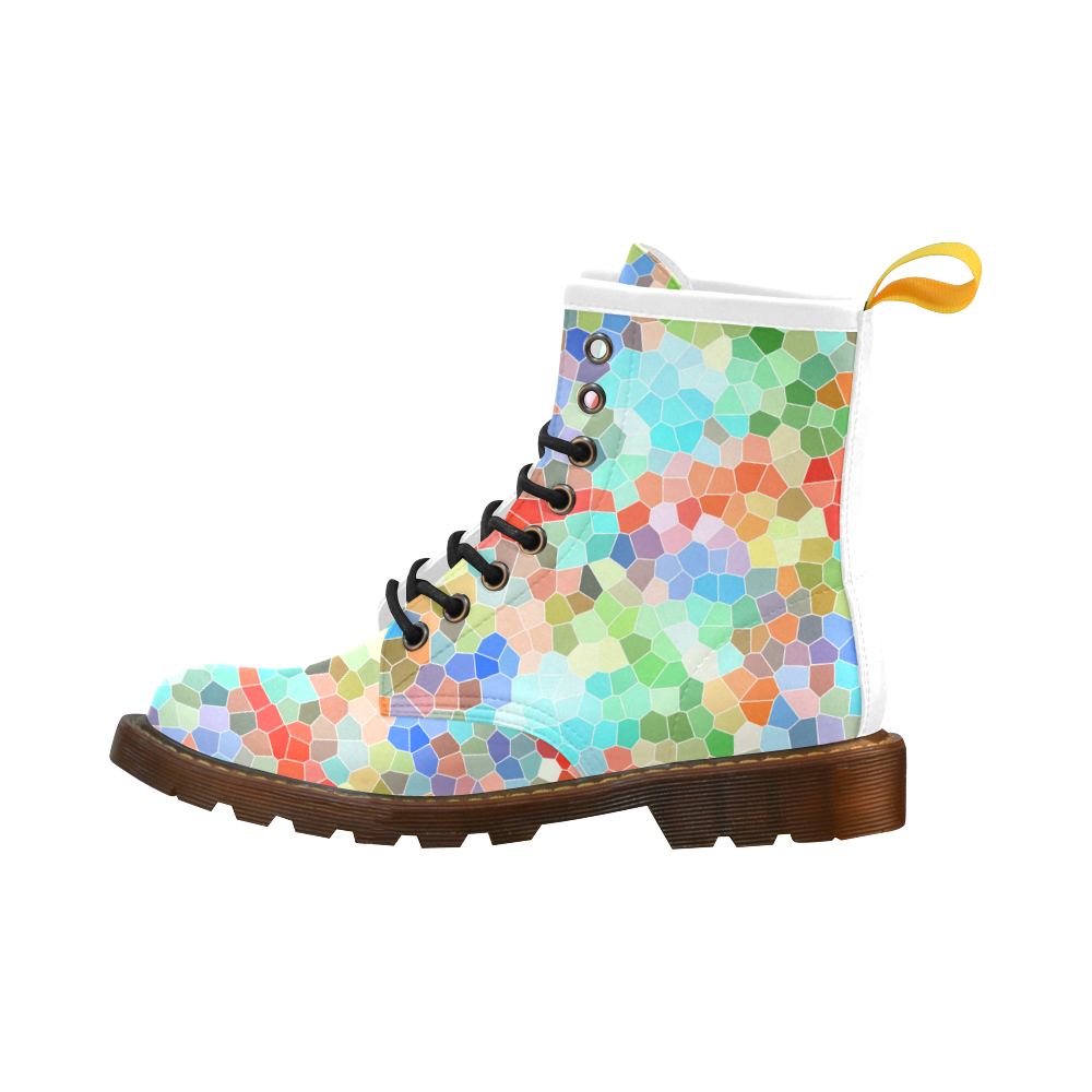 Colorful Mosaic High Grade PU Leather Martin Boots For Women Model 402H