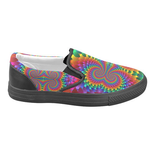 Rainbow Multicolored Galaxies Colliding Fractal Slip-on Canvas Shoes for Men/Large Size (Model 019)