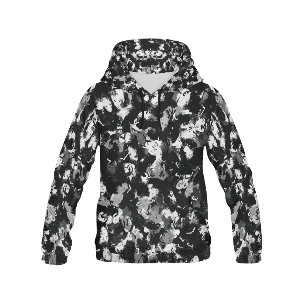 Shades of Gray  and Black Oils All Over Print Hoodie for Women (USA Size) (Model H13)