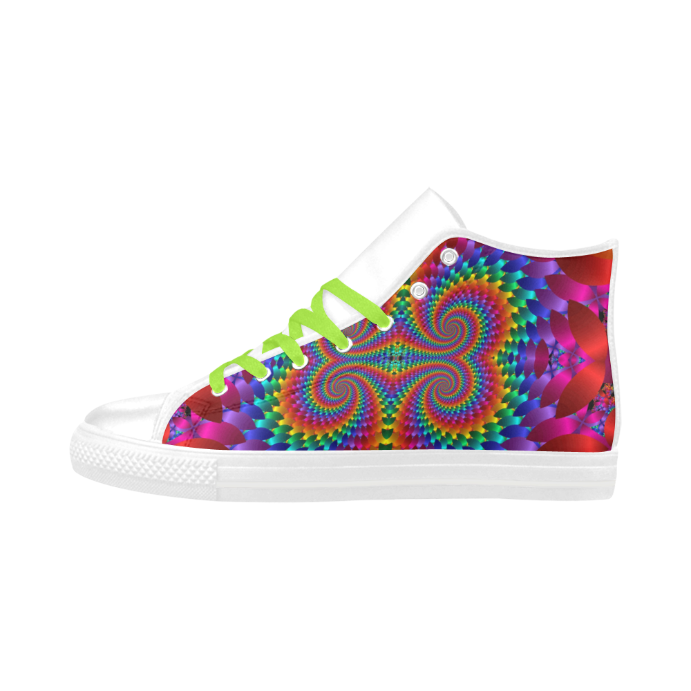Rainbow Multicolored Galaxies Colliding Fractal Aquila High Top Microfiber Leather Men's Shoes/Large Size (Model 032)