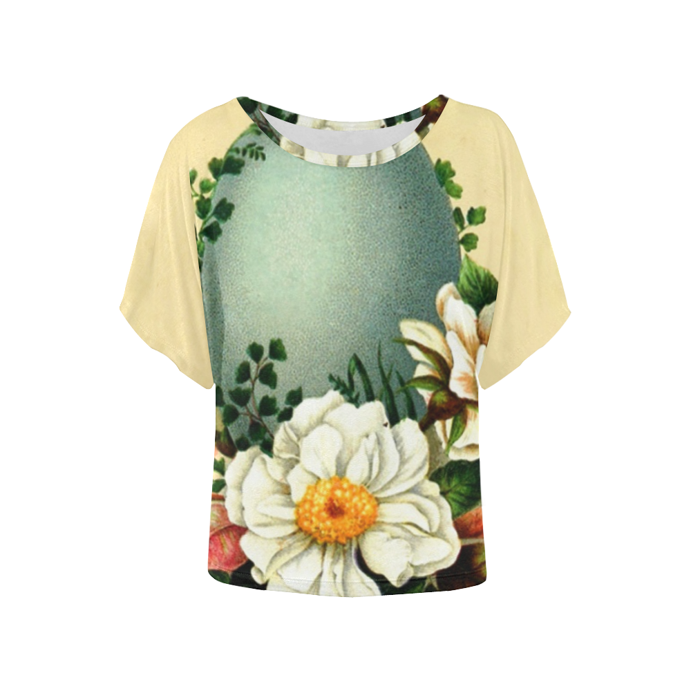 Vintage Easter Floral Women's Batwing-Sleeved Blouse T shirt (Model T44)