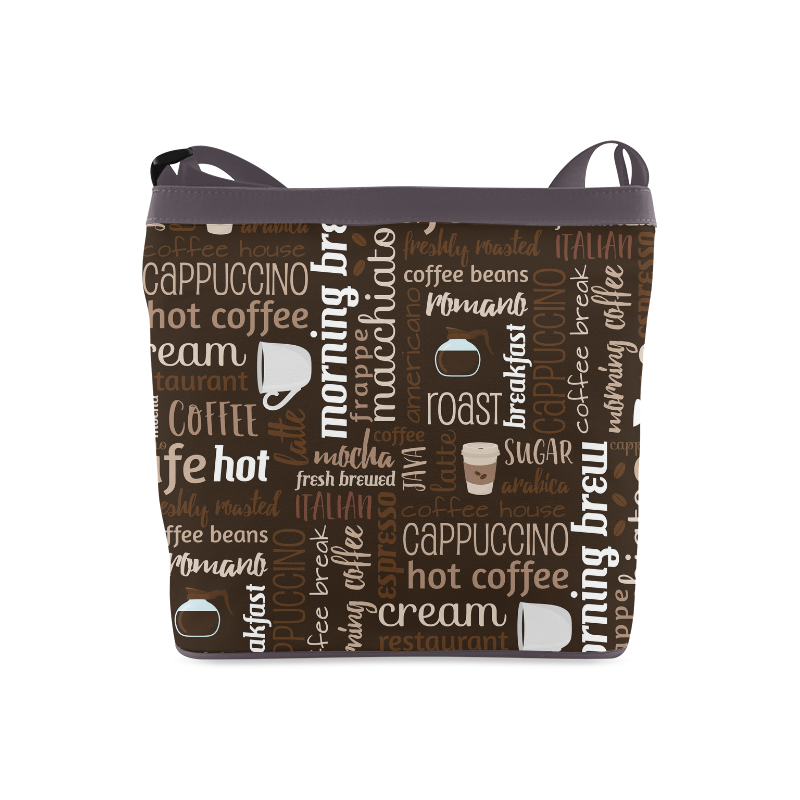 Brown, Chocolate, Coffee, Cappuccino, Latte, Words Pattern. Crossbody Bags (Model 1613)