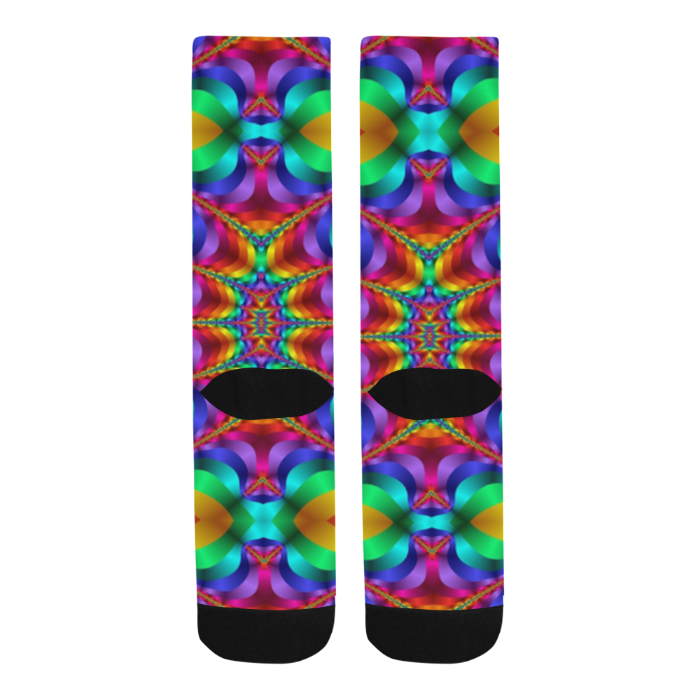 Rainbow Colored Light Waves Heartbeat Fractal Trouser Socks