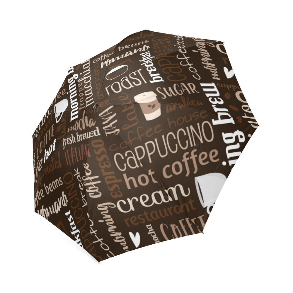 Brown, Chocolate, Coffee, Cappuccino, Latte, Words Pattern. Foldable Umbrella (Model U01)