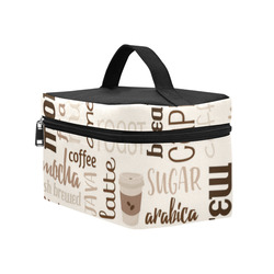 Cream, Beige, Chocolate, Coffee, Cappuccino, Latte, Words Pattern. Cosmetic Bag/Large (Model 1658)