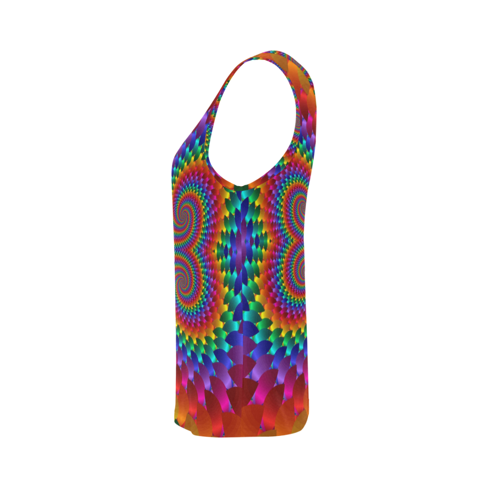 Rainbow Multicolored Galaxies Colliding Fractal All Over Print Tank Top for Women (Model T43)