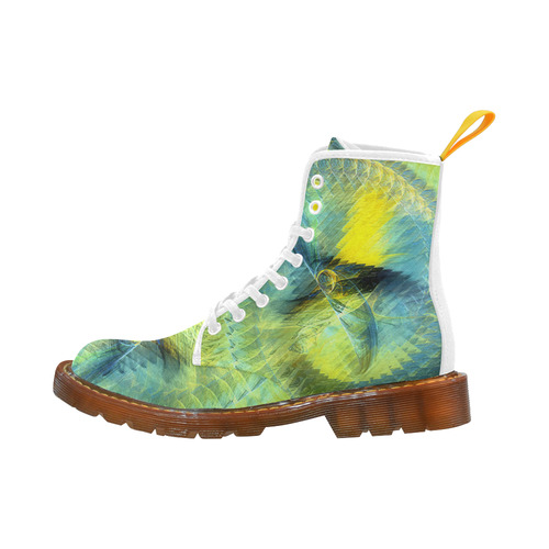 Light Blue Yellow Abstract Fractal Martin Boots For Women Model 1203H