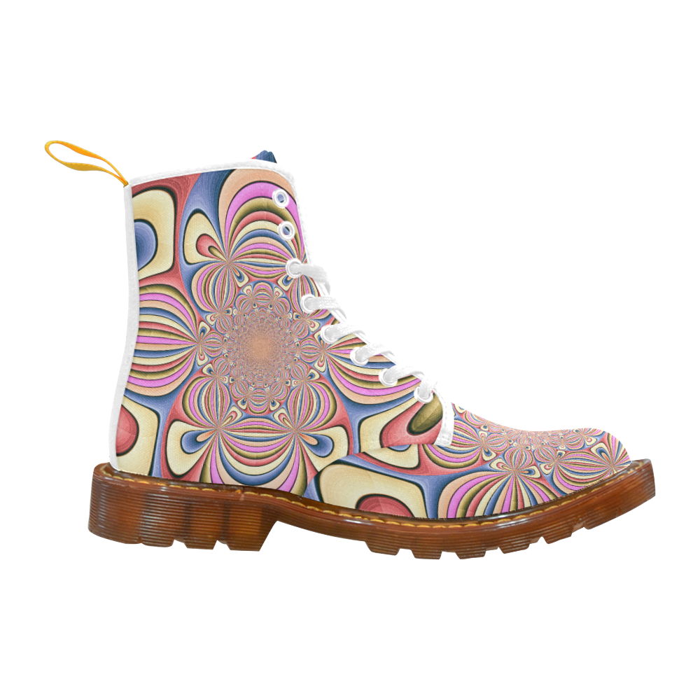 Pastel Shades Flower Ornament Martin Boots For Women Model 1203H
