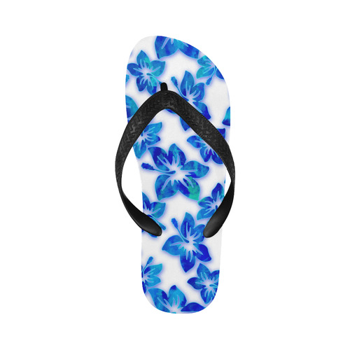 blue hibiscus Flip Flops for Men/Women (Model 040)