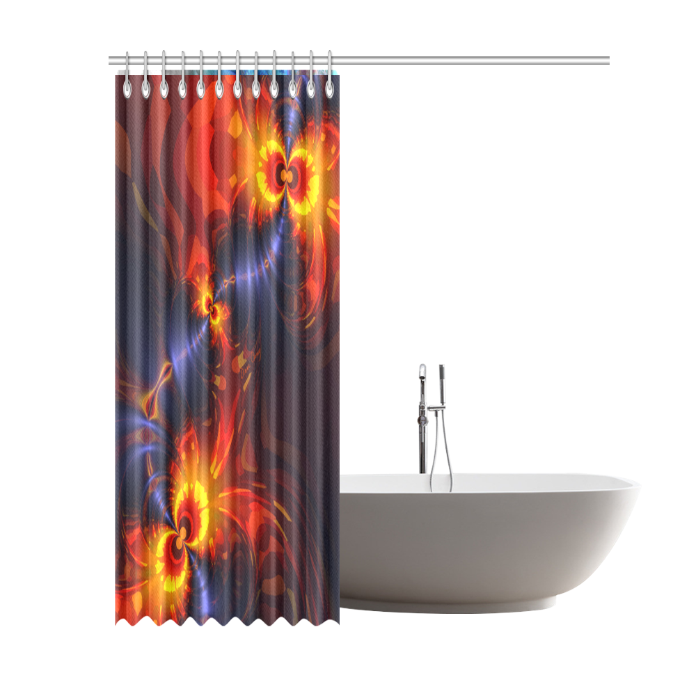 Butterfly Eyes, Abstract Violet Gold Wings Shower Curtain 69"x84"