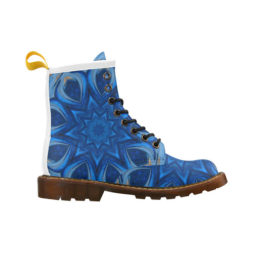 Blue Blossom Mandala High Grade PU Leather Martin Boots For Women Model 402H