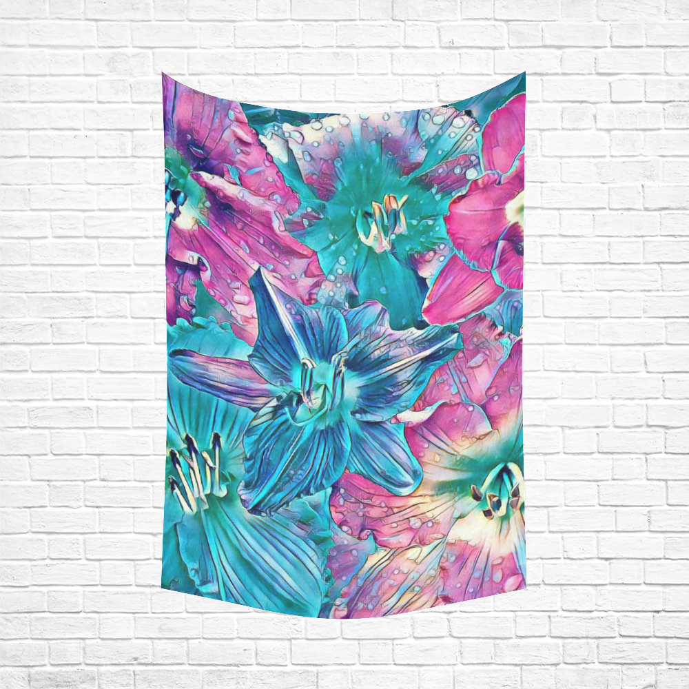 wonderful floral 22B  by FeelGood Cotton Linen Wall Tapestry 60"x 90"