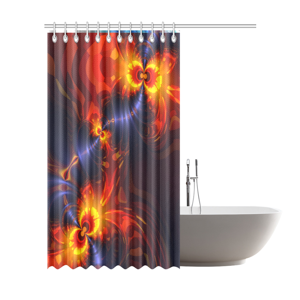 Butterfly Eyes, Abstract Violet Gold Wings Shower Curtain 72"x84"