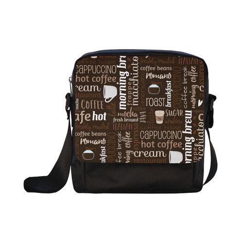 Brown, Chocolate, Coffee, Cappuccino, Latte, Words Pattern. Crossbody Nylon Bags (Model 1633)