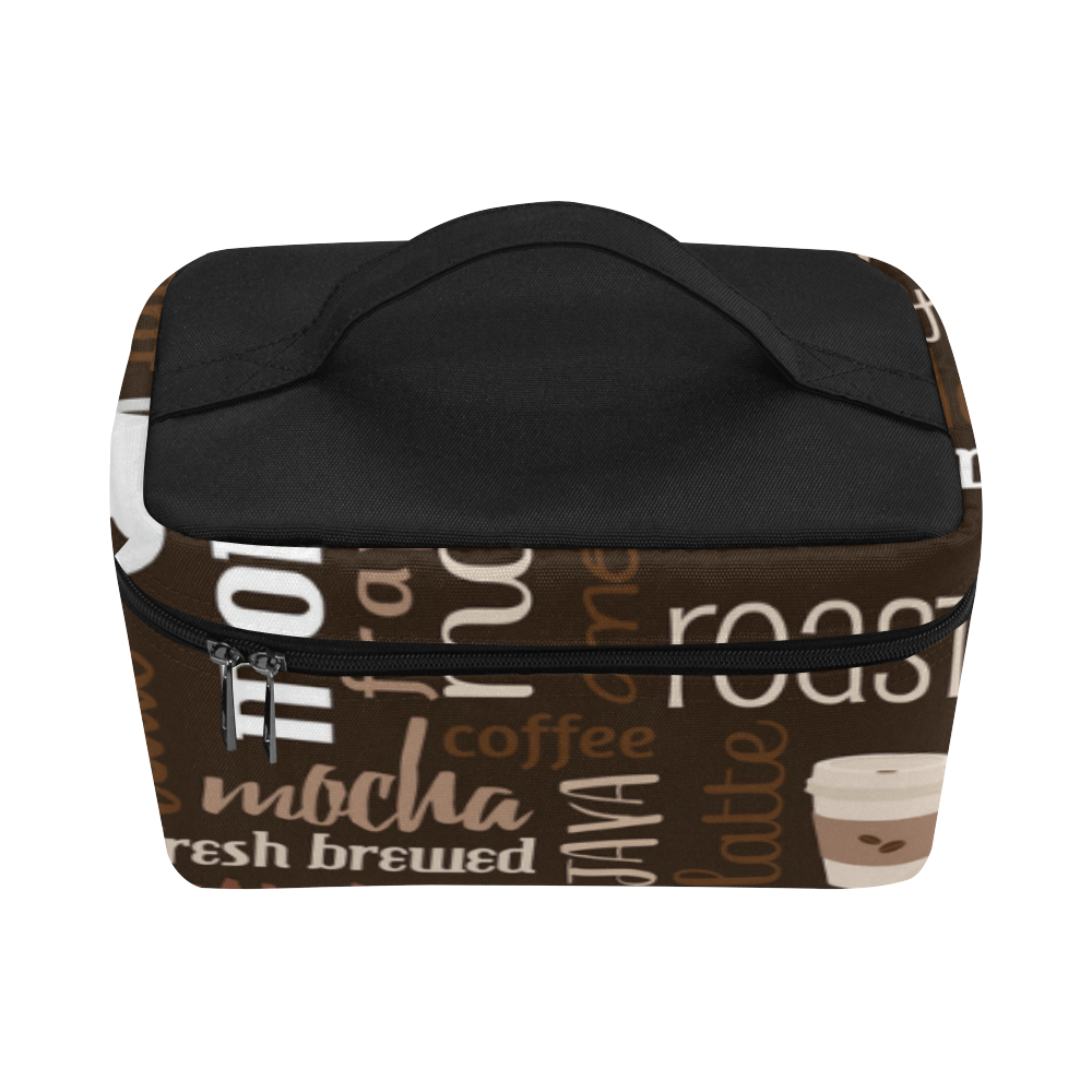 Brown, Chocolate, Coffee, Cappuccino, Latte, Words Pattern. Cosmetic Bag/Large (Model 1658)