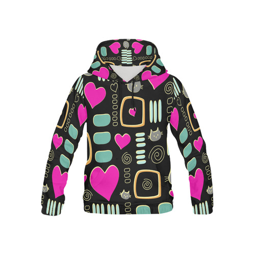 Love Cats All Over Print Hoodie for Kid (USA Size) (Model H13)