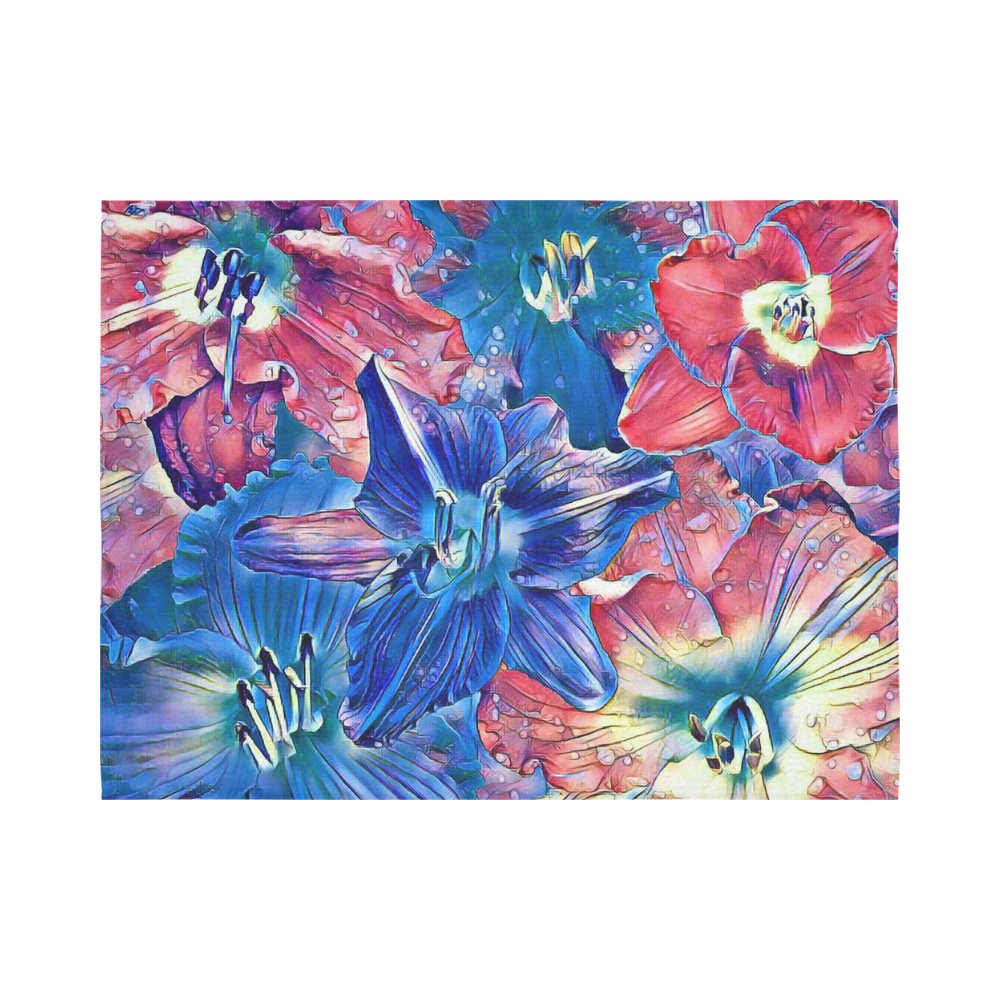 wonderful floral 22C  by FeelGood Cotton Linen Wall Tapestry 80"x 60"